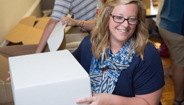 Danielle Hennessey was part of the crew that helped assemble kits for alumni hosting watch parties the night of the Vice Presidential Debate on Oct. 4